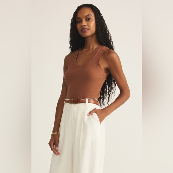 Z Supply Cocoa Ribbed Tank Top - Picture 3 of 10